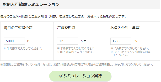 借入可能額シュミレーション