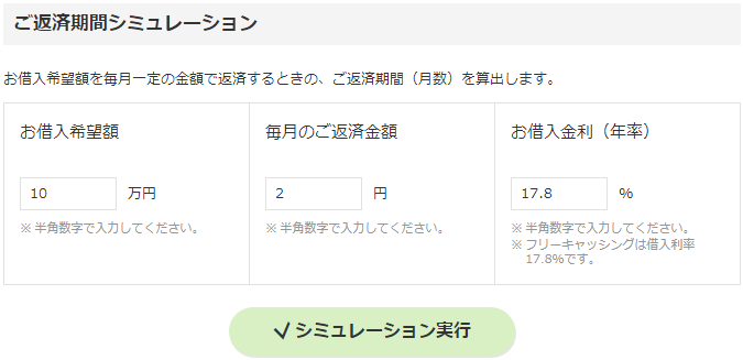 返済期間シュミレーション